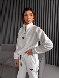 Жіночий костюм флісовий молочного кольору 35618