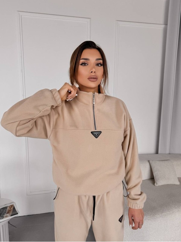 Жіночий костюм флісовий бежевого кольору 35619