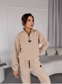 Жіночий костюм флісовий бежевого кольору 35619
