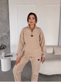 Жіночий костюм флісовий бежевого кольору 35619