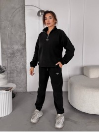 Жіночий костюм флісовий чорного кольору 35620