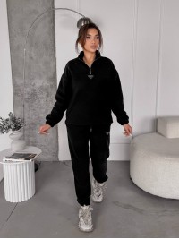 Жіночий костюм флісовий чорного кольору 35620