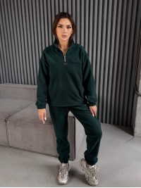 Жіночий костюм флісовий зеленого кольору 35621