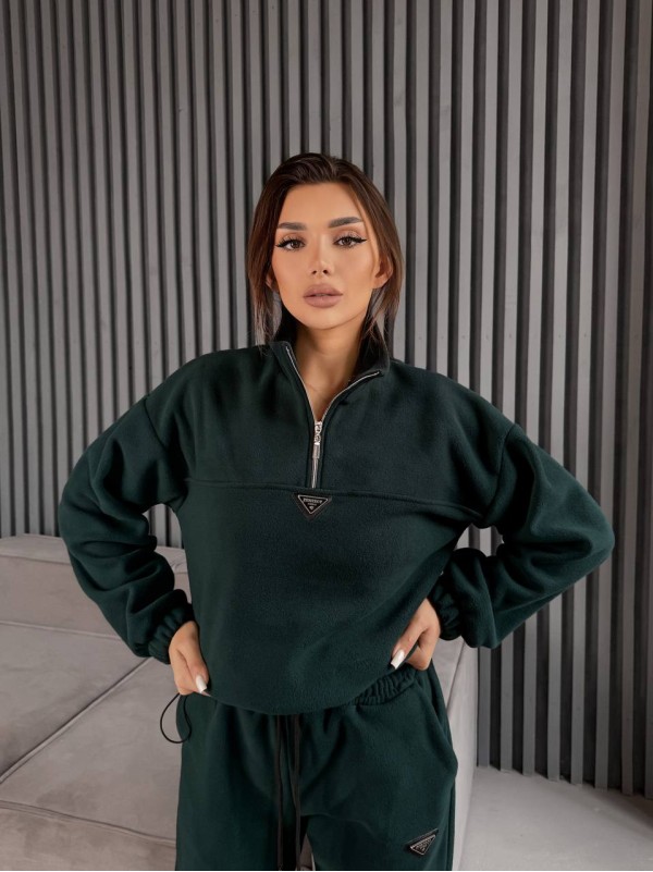Жіночий костюм флісовий зеленого кольору 35621
