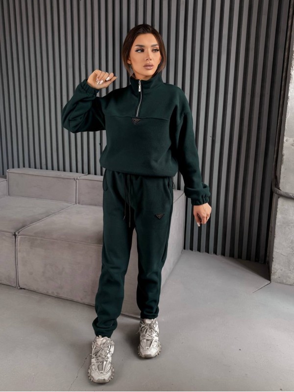 Жіночий костюм флісовий зеленого кольору 35621