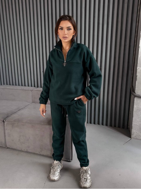 Жіночий костюм флісовий зеленого кольору 35621