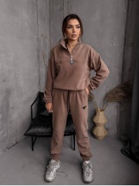 Жіночий костюм флісовий кавового кольору 35622