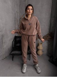 Жіночий костюм флісовий кавового кольору 35622