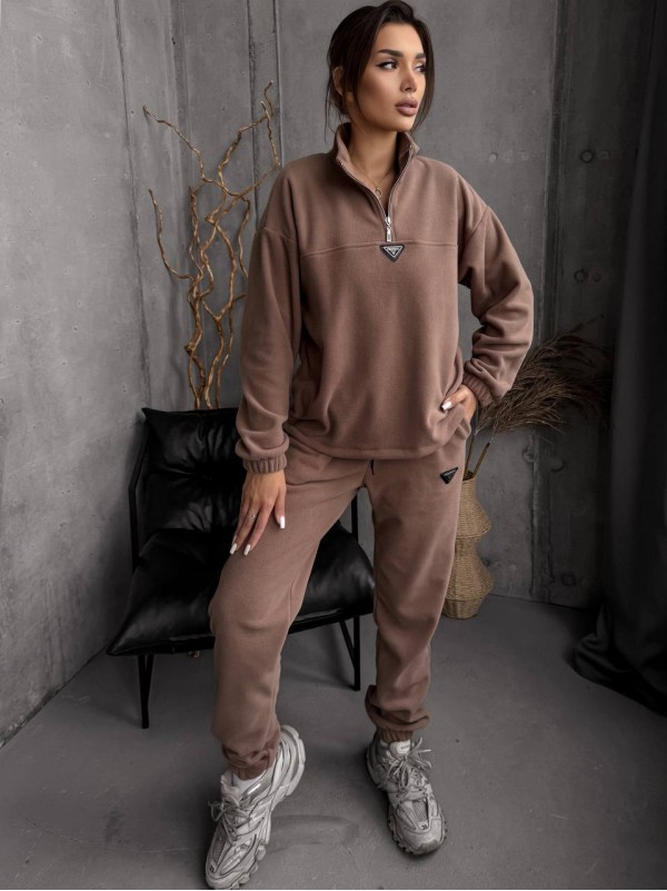 Жіночий костюм флісовий кавового кольору 35622