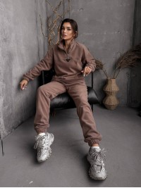 Жіночий костюм флісовий кавового кольору 35622