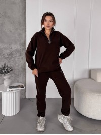 Жіночий костюм флісовий коричневого кольору 35623