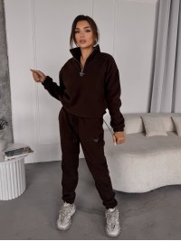 Жіночий костюм флісовий коричневого кольору 35623