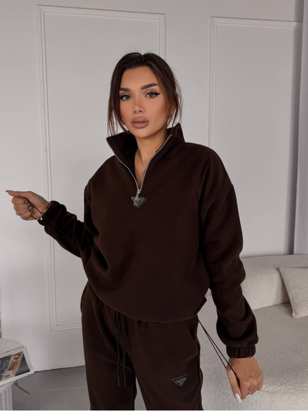 Жіночий костюм флісовий коричневого кольору 35623