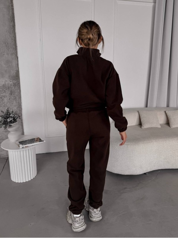 Жіночий костюм флісовий коричневого кольору 35623