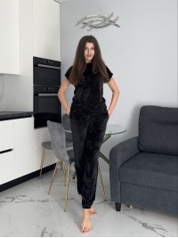 Велюровий домашній комплект трiйка чорного кольору 35628