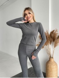 Жіночий теплий термокостюм графiтового кольору 35657