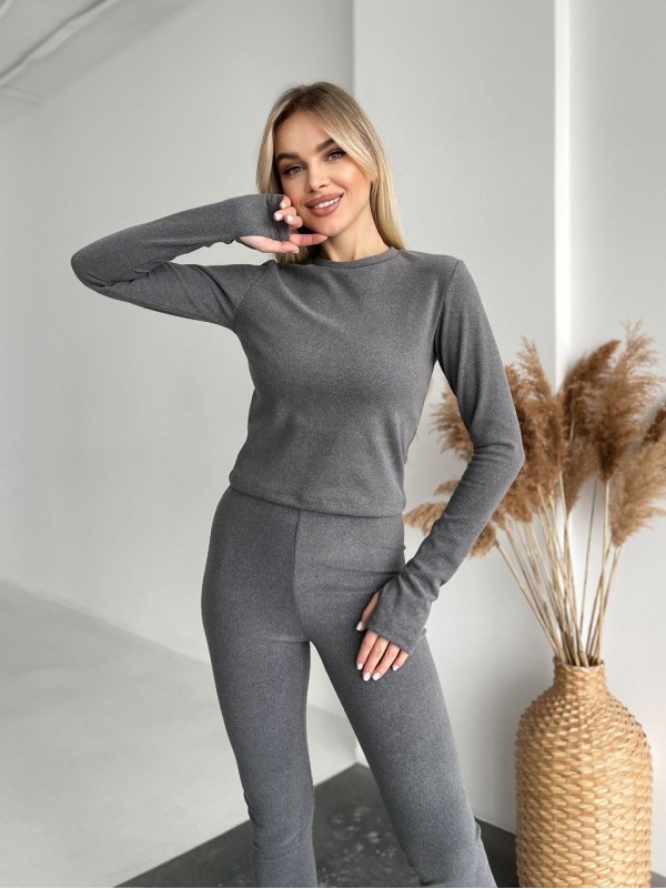 Жіночий теплий термокостюм графiтового кольору 35657
