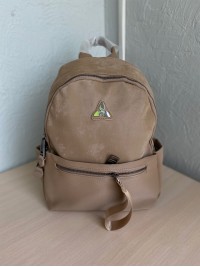 Жіночий базовий рюкзак із еко-шкіри + текстиль бежевого кольору 35662