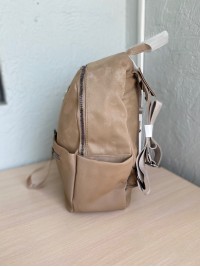 Жіночий базовий рюкзак із еко-шкіри + текстиль бежевого кольору 35662