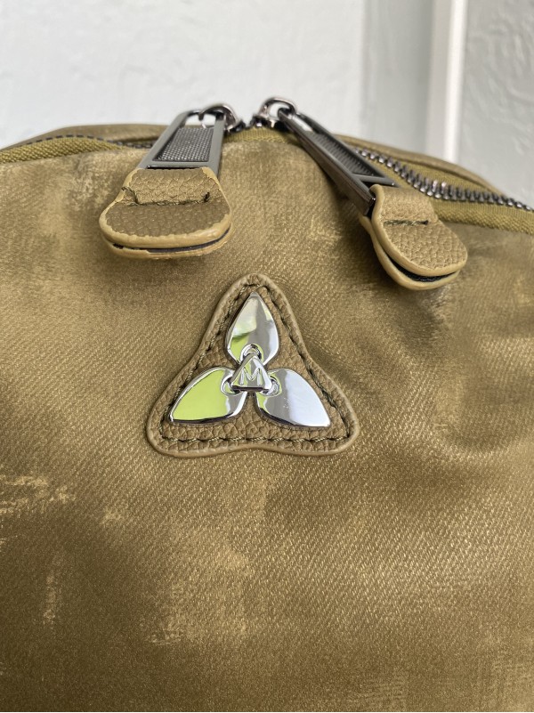 Жіночий базовий рюкзак із еко-шкіри + текстиль колір хакі 35663