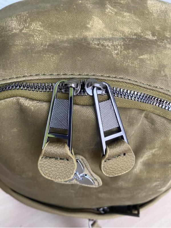 Жіночий базовий рюкзак із еко-шкіри + текстиль колір хакі 35663