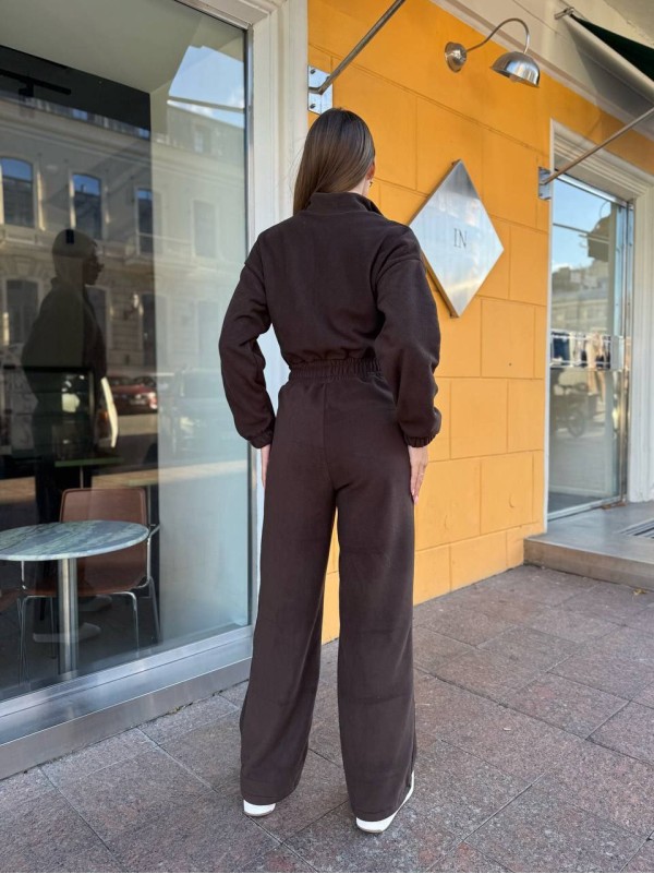 Жiночий теплий комбінезон iз флiса коричневого кольору 35665