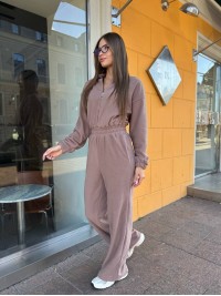 Жiночий теплий комбінезон iз флiса кавового кольору 35667