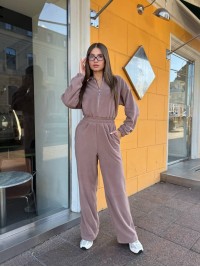Жiночий теплий комбінезон iз флiса кавового кольору 35667