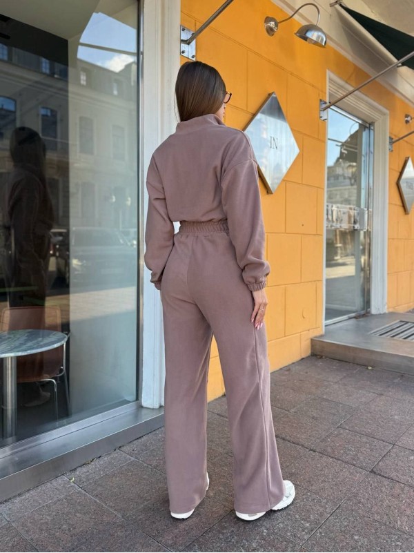 Жiночий теплий комбінезон iз флiса кавового кольору 35667