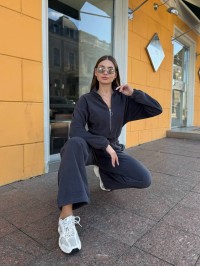 Жiночий теплий комбінезон iз флiса графiтового кольору 35668