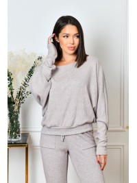 Ангоровий прогулянковий костюм бежевого кольору 35677