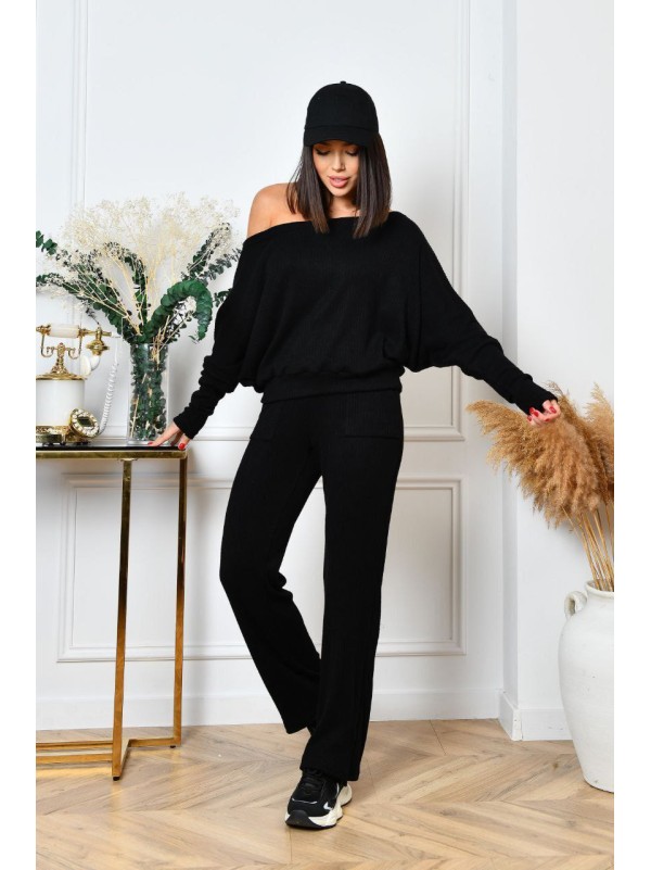 Ангоровий прогулянковий костюм чорного кольору 35678