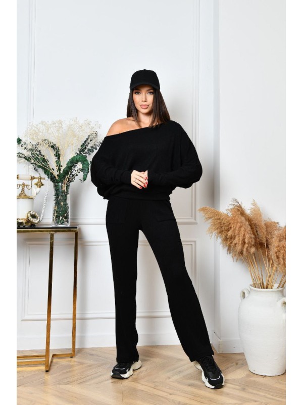 Ангоровий прогулянковий костюм чорного кольору 35678