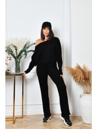 Ангоровий прогулянковий костюм чорного кольору 35678