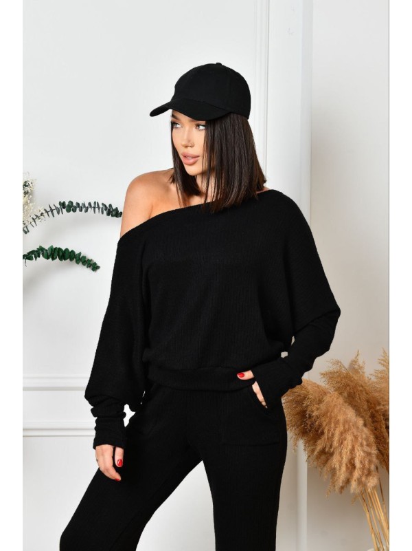 Ангоровий прогулянковий костюм чорного кольору 35678