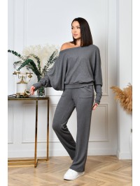 Ангоровий прогулянковий костюм графiтового кольору 35679