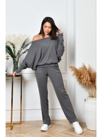 Ангоровий прогулянковий костюм графiтового кольору 35679