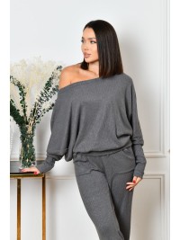 Ангоровий прогулянковий костюм графiтового кольору 35679