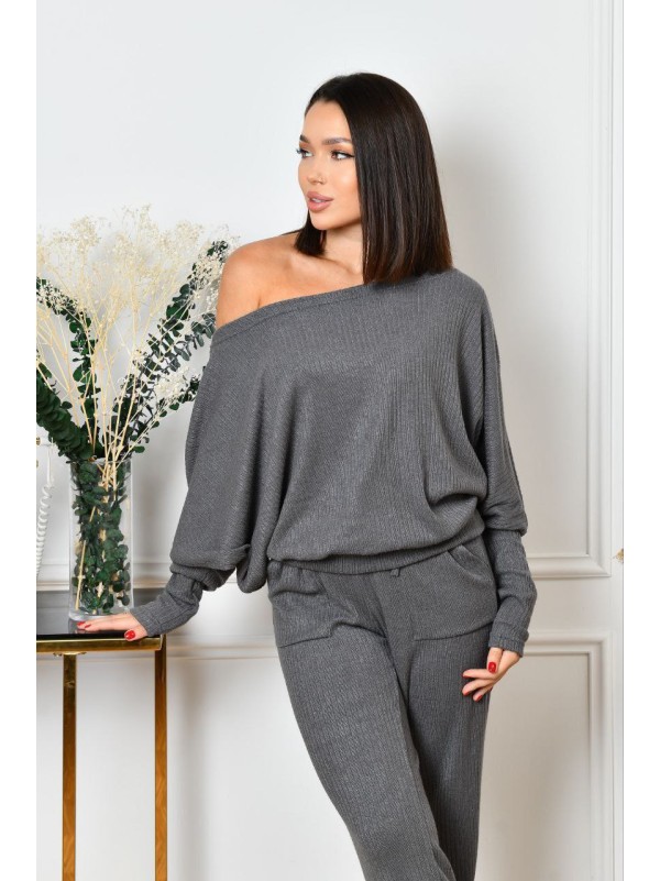 Ангоровий прогулянковий костюм графiтового кольору 35679