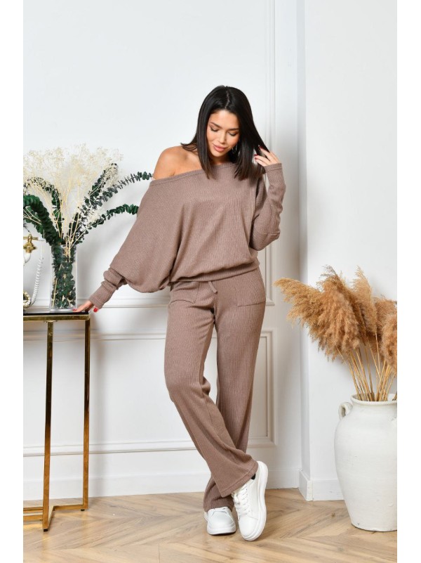 Ангоровий прогулянковий костюм кавового кольору 35680