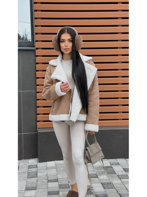 Жіноча дублянка бежевого кольору 35687