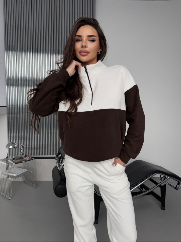 Жіночий костюм флісовий коричневого кольору 35690