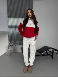 Жіночий костюм флісовий червоного кольору 35692