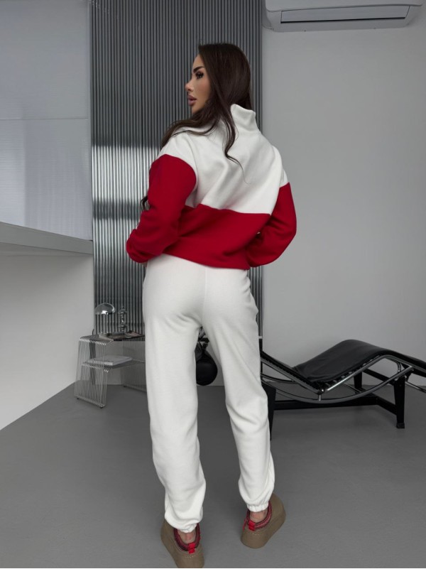 Жіночий костюм флісовий червоного кольору 35692