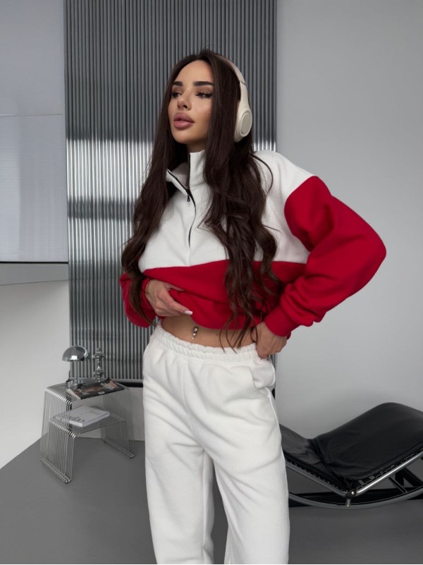 Жіночий костюм флісовий червоного кольору 35692