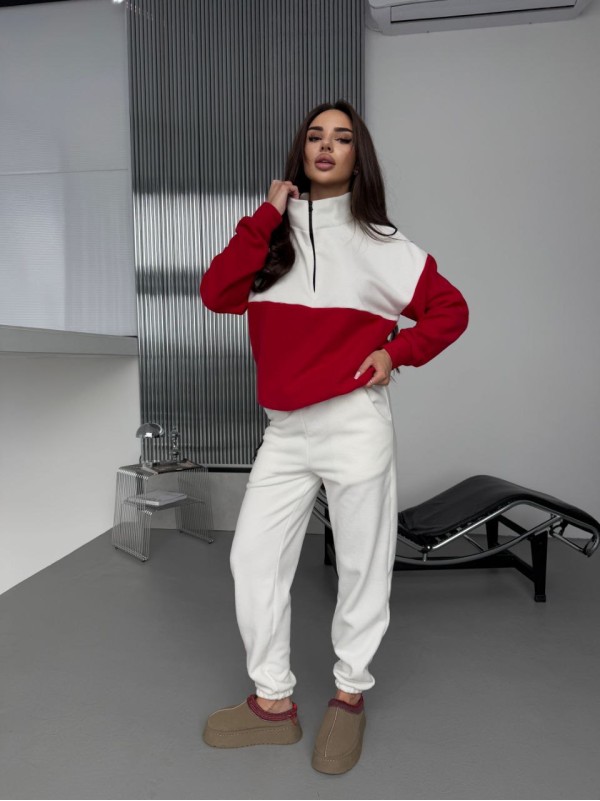 Жіночий костюм флісовий червоного кольору 35692