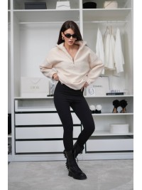 Жіночий теплий комплект (худi+лосини) чорно-бiлого кольору 35701