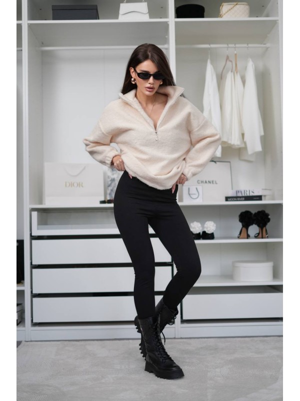 Жіночий теплий комплект (худi+лосини) чорно-бiлого кольору 35701