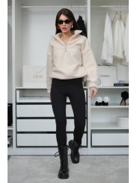 Жіночий теплий комплект (худi+лосини) чорно-бiлого кольору 35701