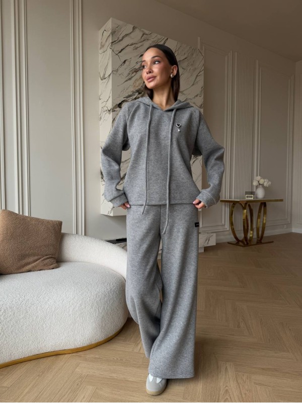 Теплий жiночий костюм з ангори графiтового кольору 35702